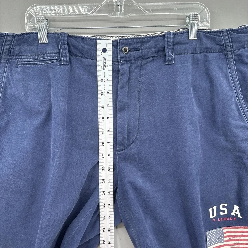 Polo Ralph Lauren Shorts Mens 40 Blue‎ USA Flag Chino Canvas 9